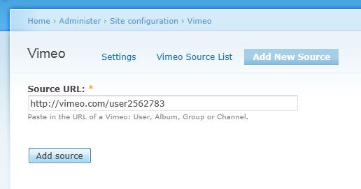 Drupal form for adding a vimeo video