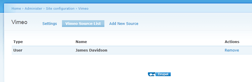 Drupal Vimeo Source List