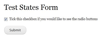 Checkbox and button for a form titled "Test States Form."