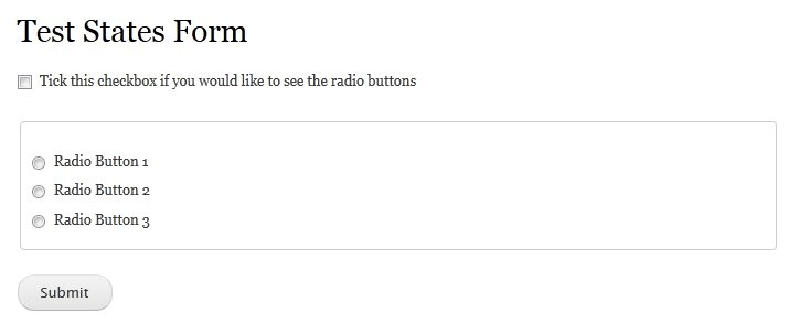 Form with checkboxes and radio buttons for user selection.