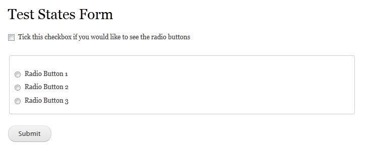 Form with checkboxes and radio buttons for user selection.